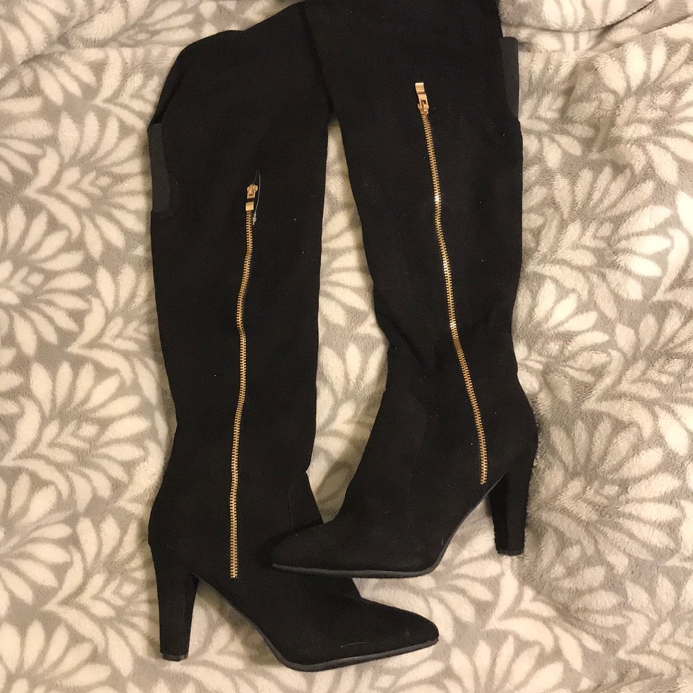 Fashion nova high heel black boots